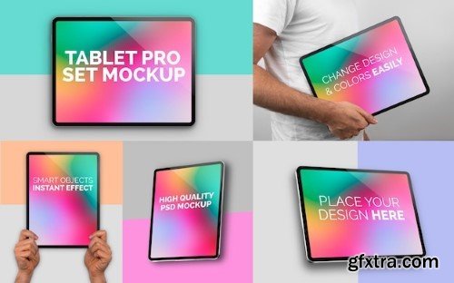 Mockup of several tablets