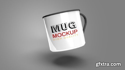 Floating metallic mug mockup