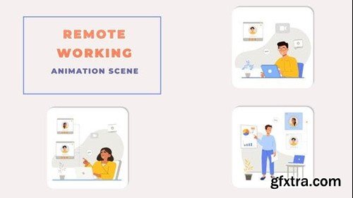 Videohive Remote Working Concept Animation Scene 43721024