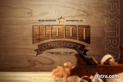 PSD wood wall logo mockup design