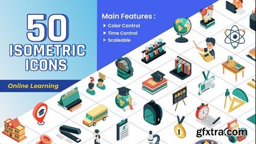 Videohive Isometric Icons - Online Learning 43668513