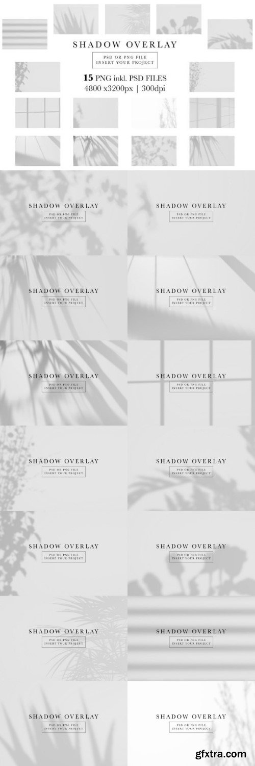 Bundle 15 Shadow Overlay, PNG, PSD 569