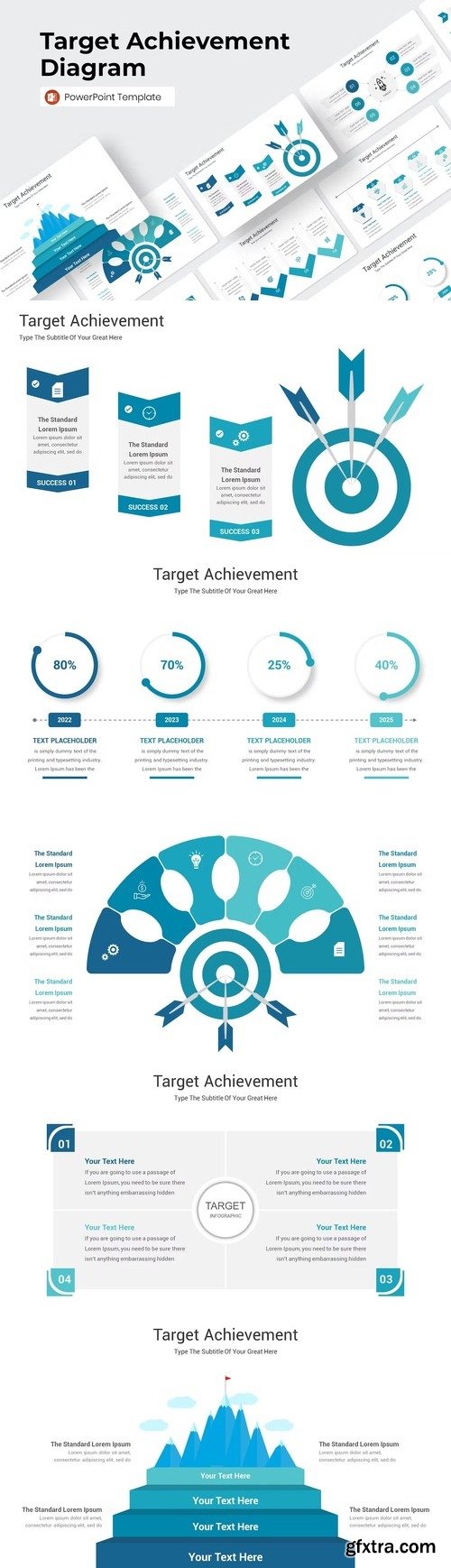 Target Achievement Diagram PowerPoint Template DWYNWUD