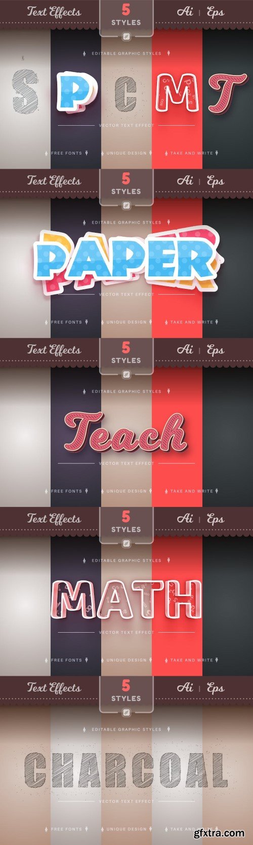 Set 5 School Editable Text Effects, Font Styles