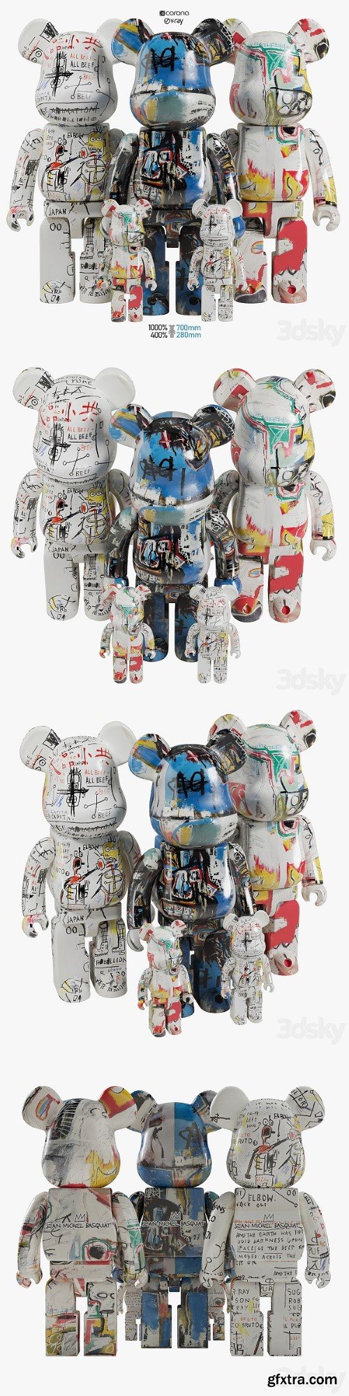 Bearbrick Basquiat ART | Vray+Corona