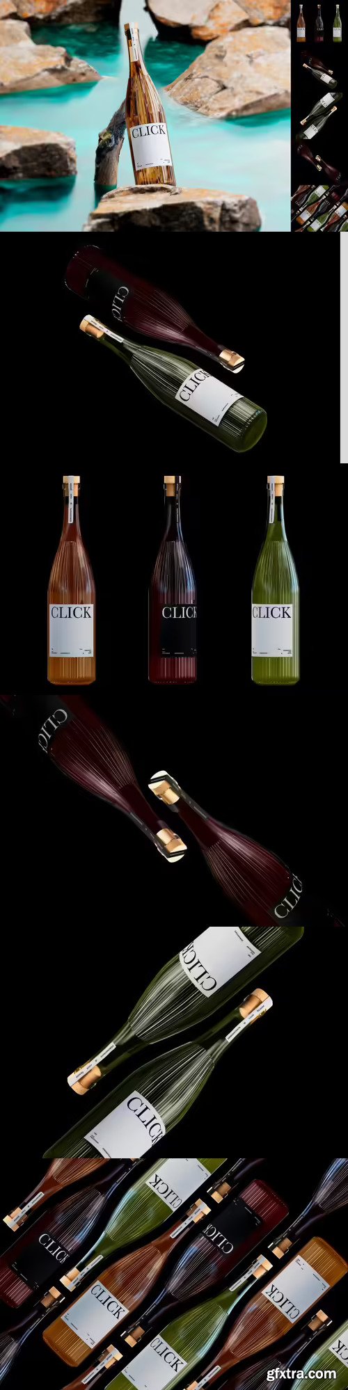 Wine Bottle Mockup Set