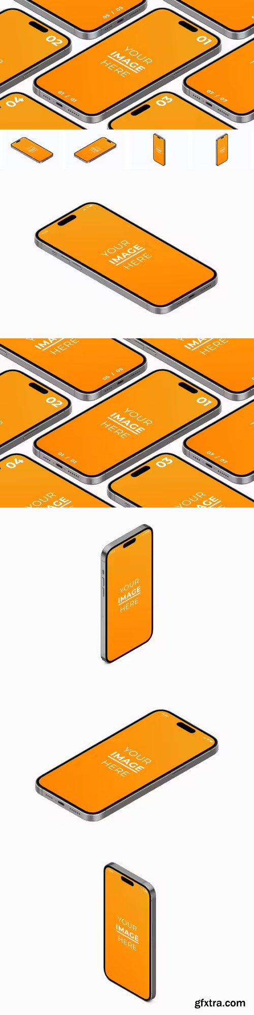 Phone 14 Isometric View Mockup Pack