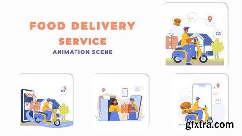 Videohive Online Order Food Delivery Service Animation Scene 43784489