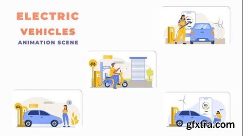 Videohive Electric Vehicles Charging Pump Animation Scene 43785051