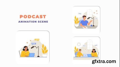 Videohive Podcast Cartoon Animation Scene 43784879