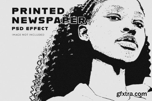 Black and white newspaper printed photo effect