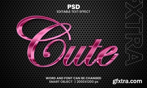 PSD cute pink luxury 3d editable photoshop text effect style with modern background