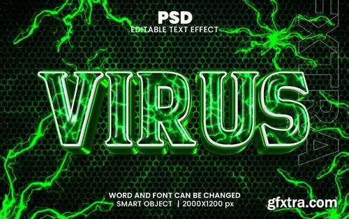 PSD virus 3d editable photoshop text effect style with modern background