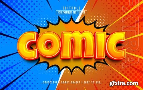 PSD comic 3d editable text effect style template