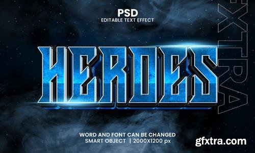 PSD heroes 3d editable photoshop text effect style with modern background