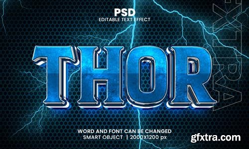 PSD thor 3d editable photoshop text effect style with modern background