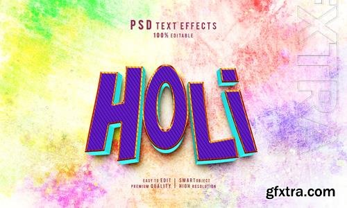 PSD creative holi 3d editable text effects mockup template