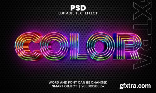 PSD color 3d editable photoshop text effect style with modern background