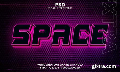 Space neon 3d editable photoshop text effect style with modern background