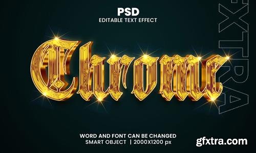 PSD chrome golden 3d editable photoshop text effect style with modern background