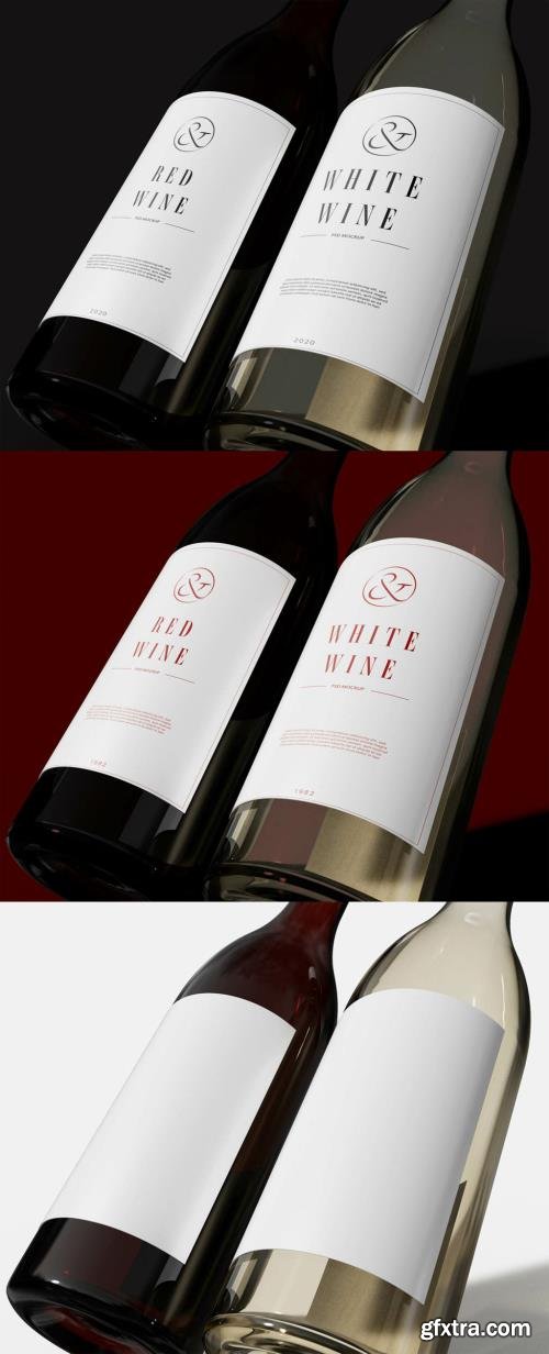 Two Wine Bottles Mockup 504222686