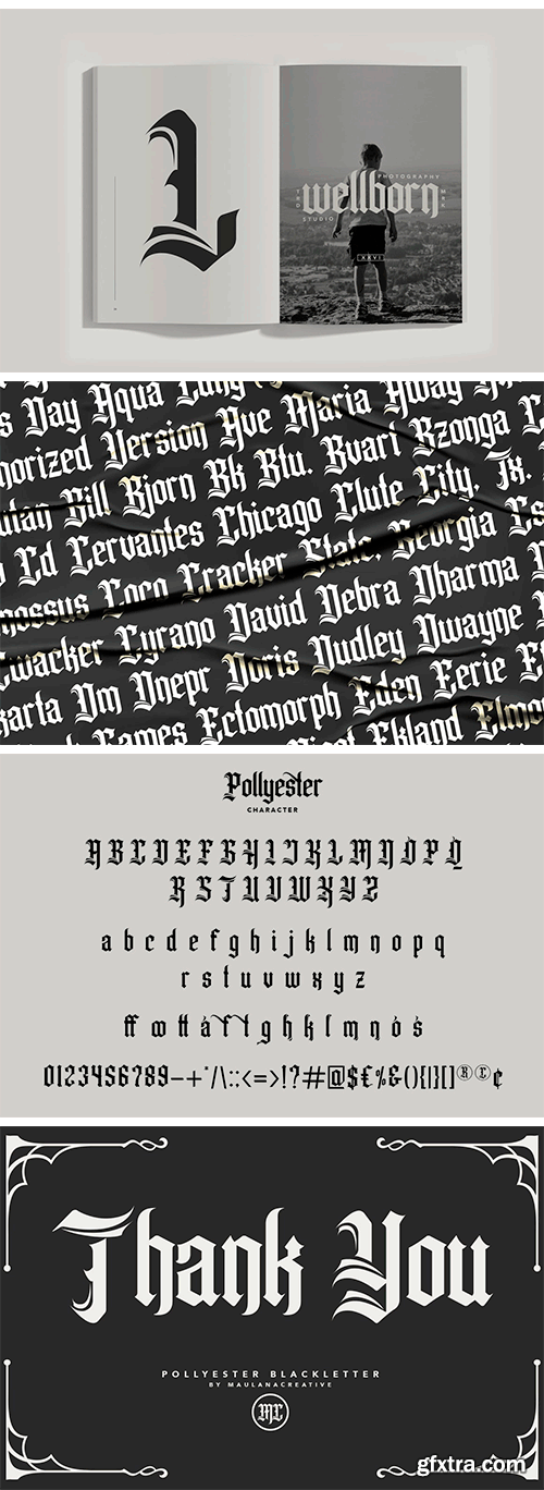 Pollyester Blackletter Typeface Font