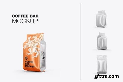 Set Metallic Paper Coffee Bag Mockup 55U6PUM