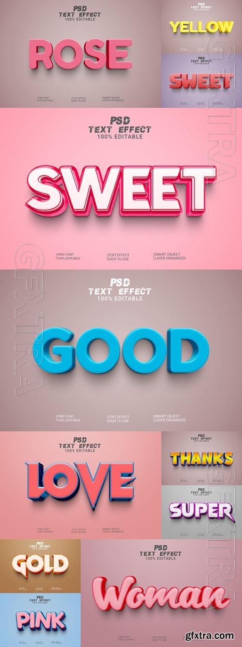 Psd style text effect editable set vol 222