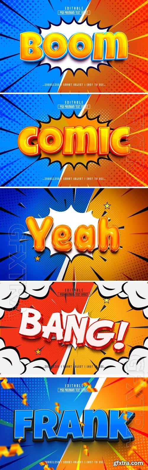 PSD comic, boom, bang 3d editable text effect style