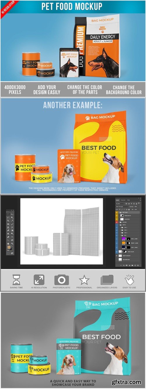 Pet Food Bag and Can Pack Mockup Set