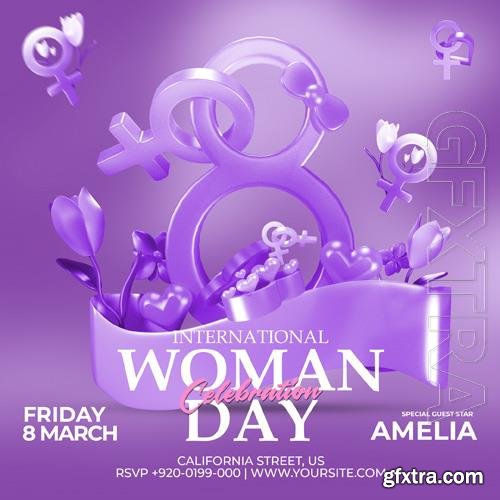 PSD happy women day celebration flyer 