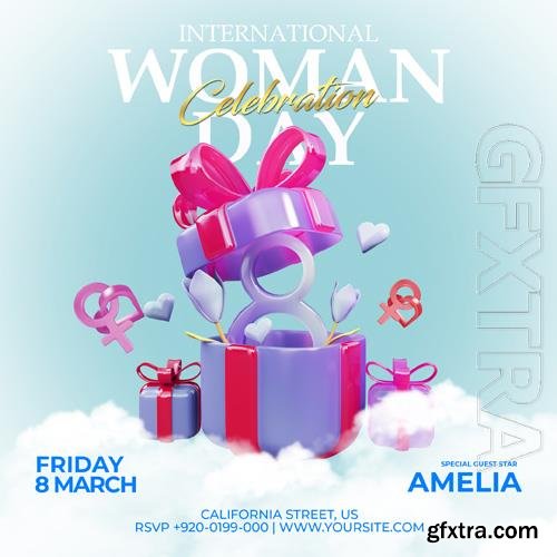 PSD happy womens day flyer and social media post template 