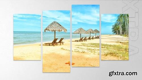 Photo collage wall canvas frame effect mockup psd