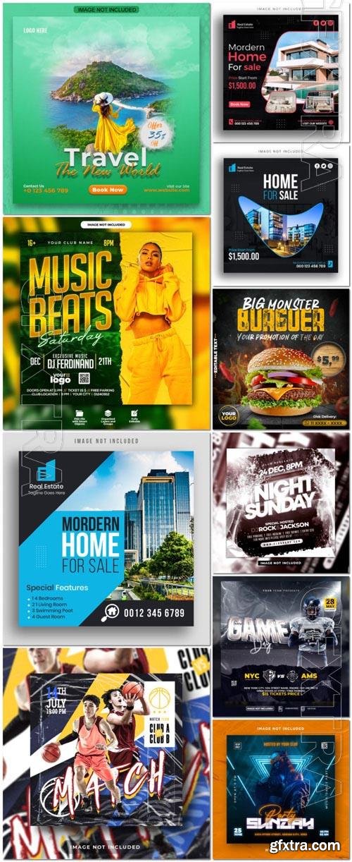 Flyer social media post, psd banner set vol 79