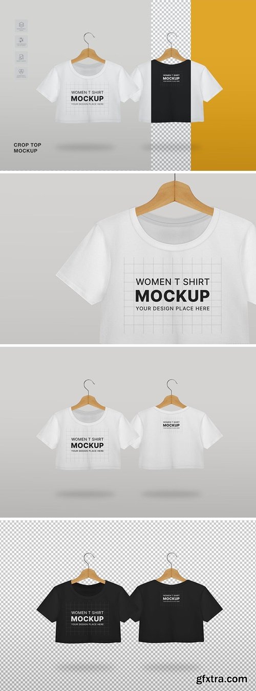 Woman wearing Minimal crop top mockup 7J3MDYE