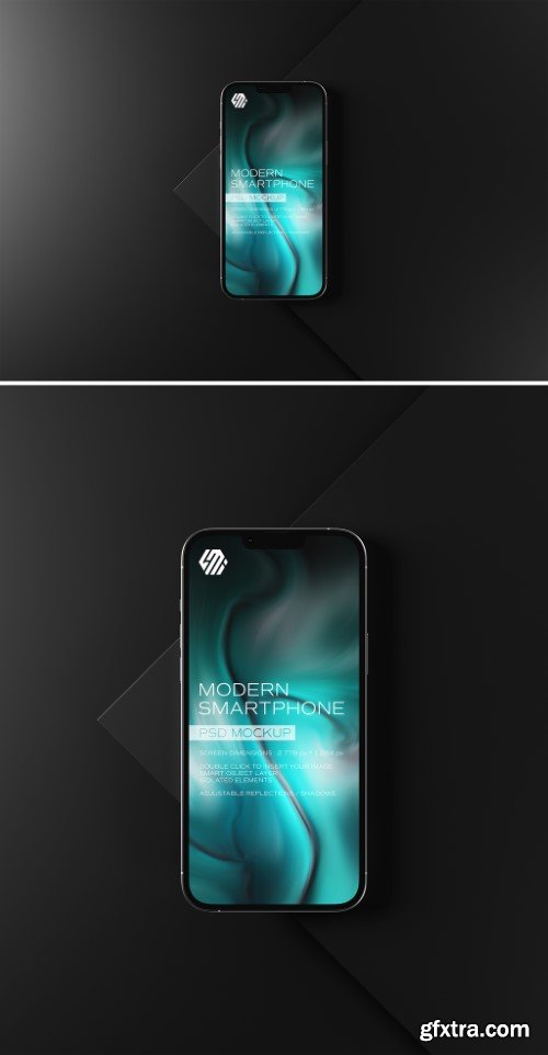 Mobile Phone Mockup on Black Background