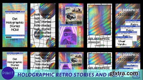 Videohive Holographic Iridescent Retro Stories and Posts 43792454