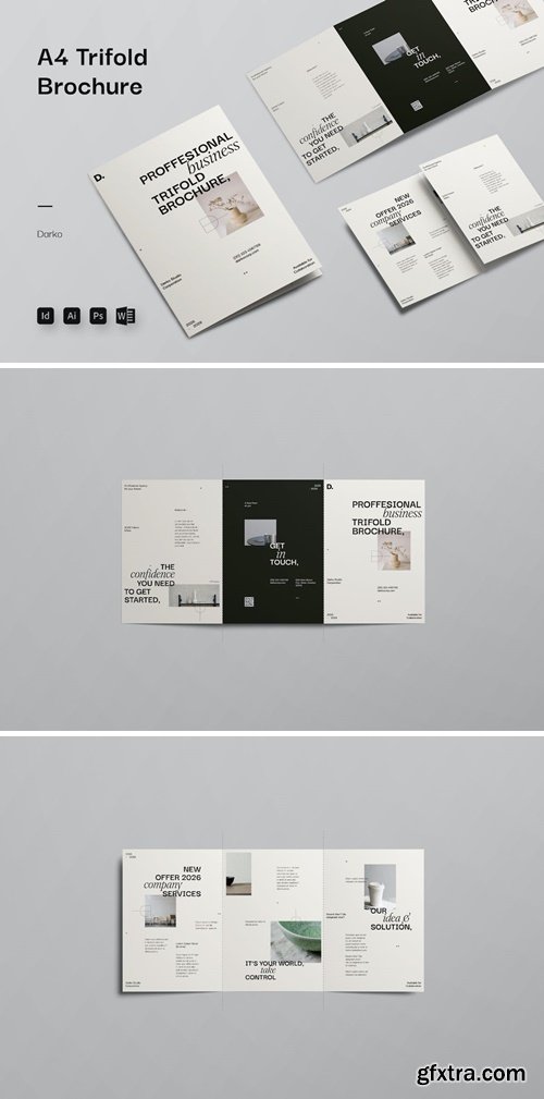 Minimalist A4 Trifold Brochure | Darko K8HW2MR