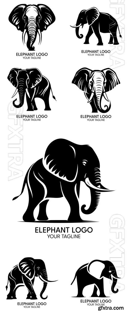 Elephant logo silhouette art vector template