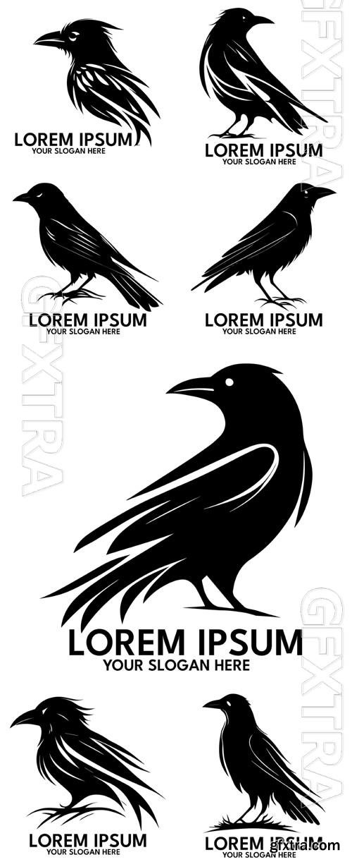 Crow silhouette logo style vector illustration