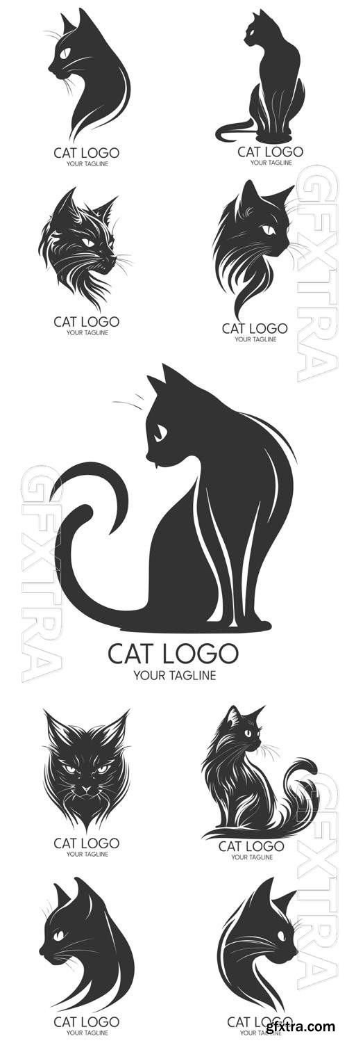 Cat logo silhouette art vector template