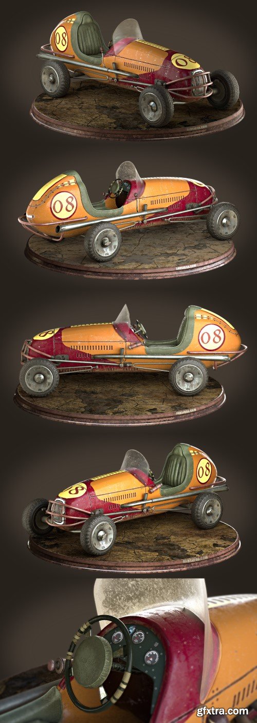 Old Racing Car PBR 3D model