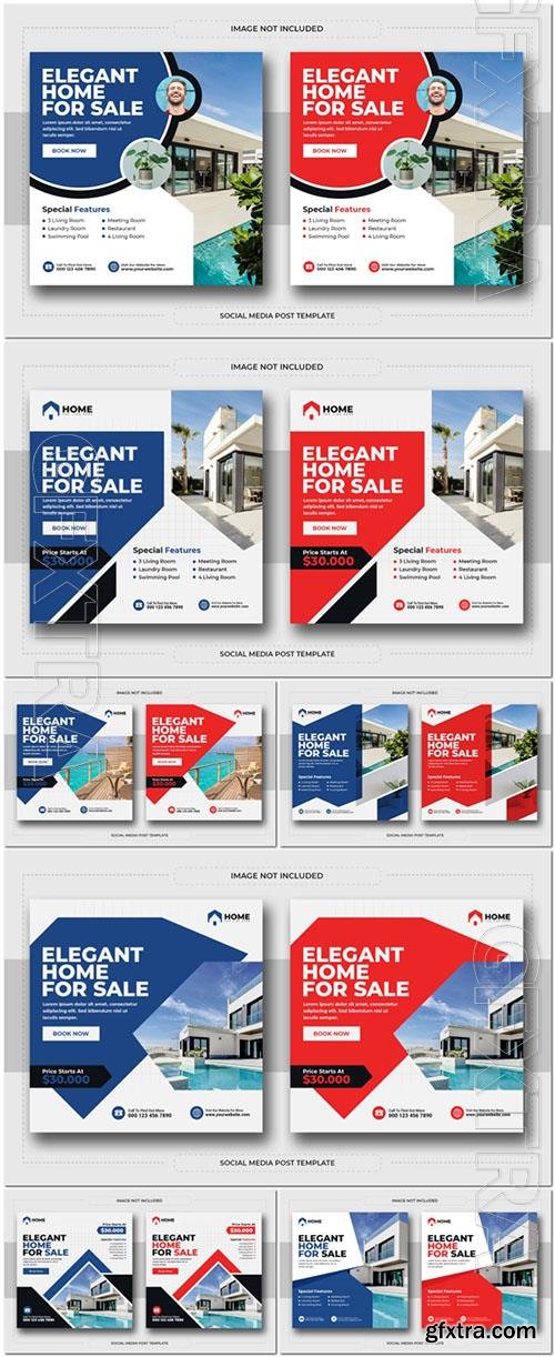 Real estate house property social media psd post and instagram post template