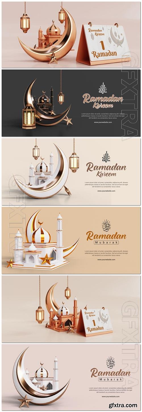 Ramadan mubarak 3d social media psd banner design