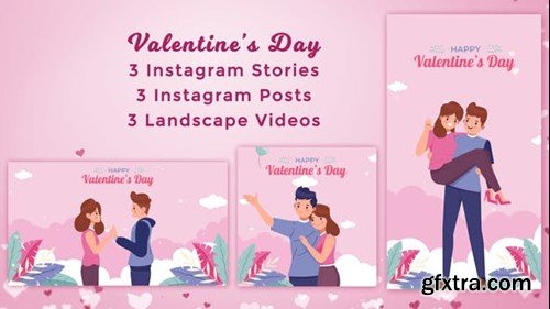 Videohive Valentine's Day Romantic Couples Instagram Stories & Posts - Cartoon Animation pack 43351774