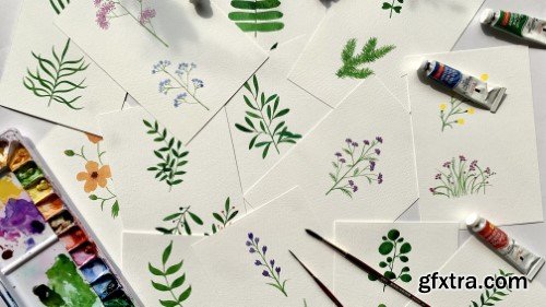 Minimal Watercolor Botanicals: Paint Simplified and Stylised Leaves and Florals