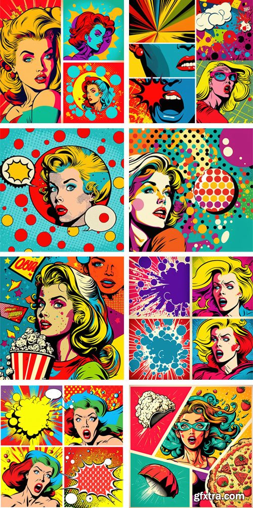 Pop Art Comics Backgrounds Collection