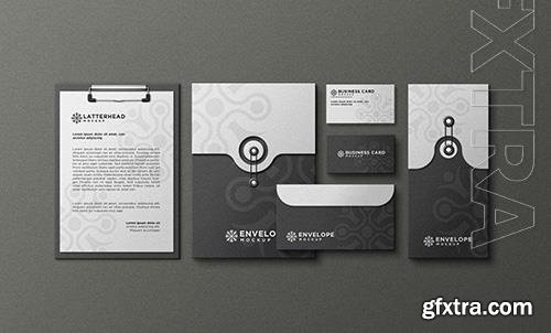 PSD dark branding identity stationery with mockup design