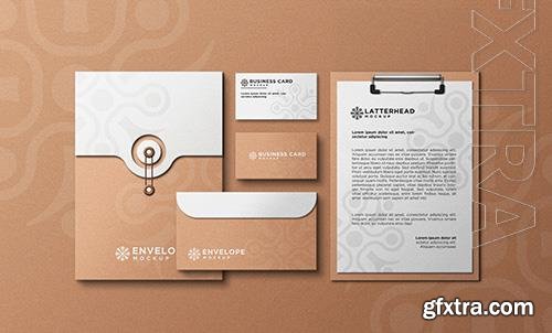 PSD branding identity stationery with sand design mockup