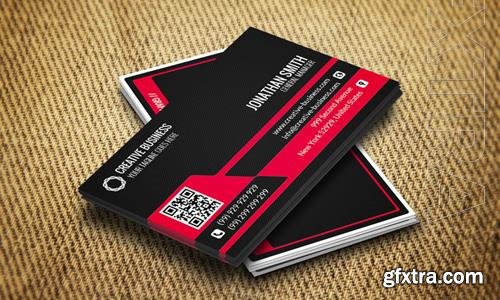 Modern psd business card with red abstraction template